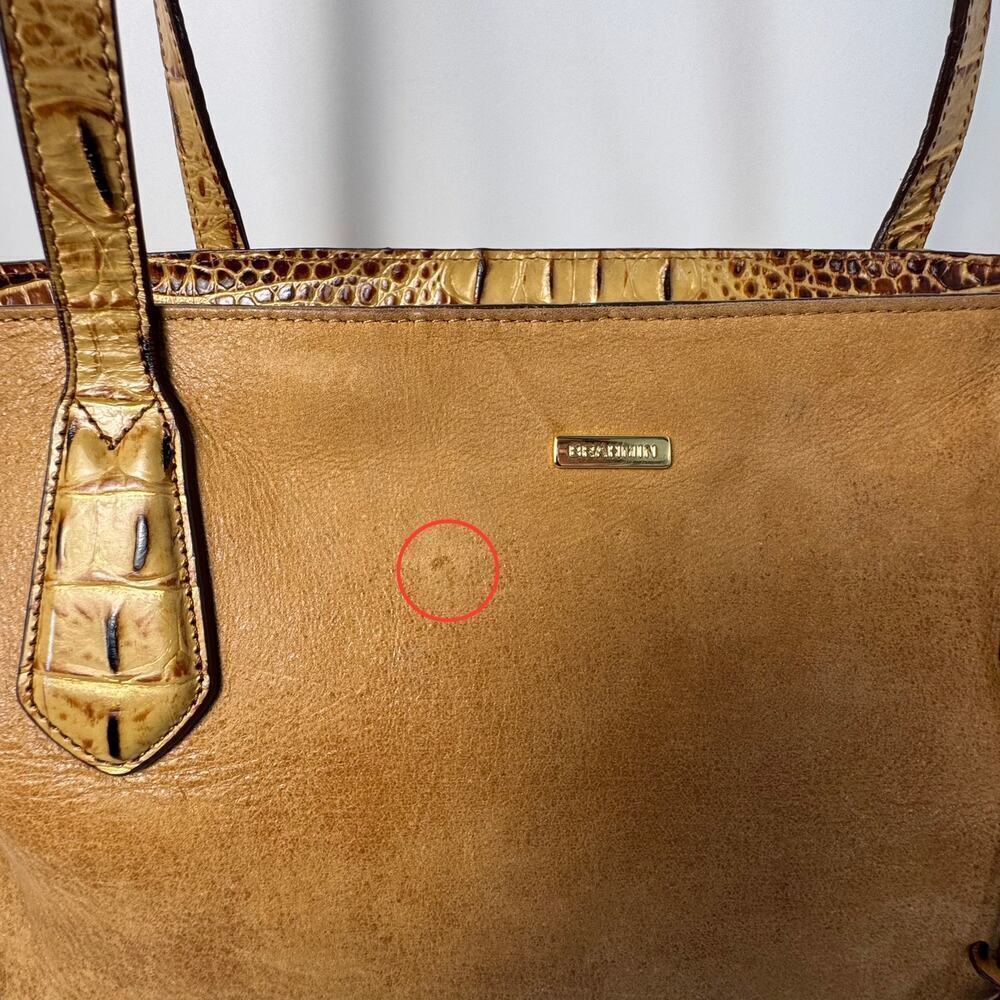 Brahmin Misha Toasted Rochelle Tote Caramel Nubuck Crock Embossed Leather - Picture 11 of 12